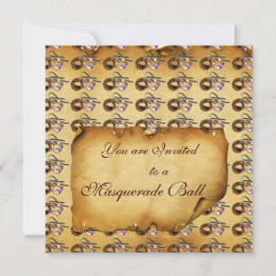 MARDI GRAS MASQUERADE MASKS Classy Parchment Invitation
