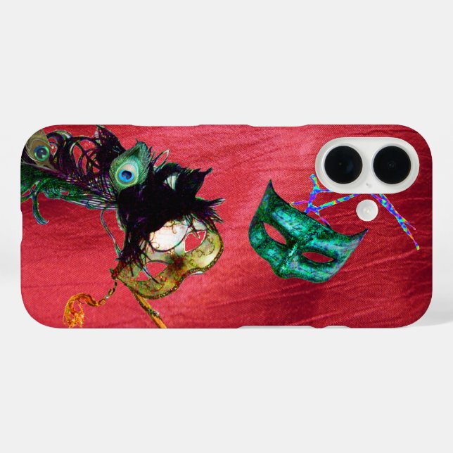 MARDI GRAS MASQUERADE MASKS Red Silk Case-Mate iPhone Case (Back (Horizontal))