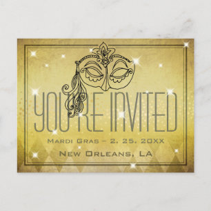 Mardi Gras Masquerade Masque Gold Invitation