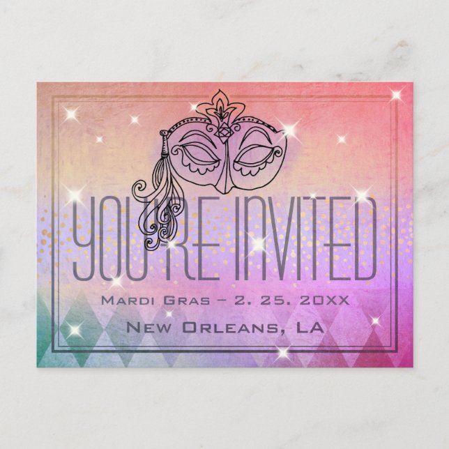 Mardi Gras Masquerade Masque Purple Invitation (Devant)