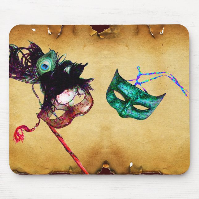 MARDI GRAS MASQUERADE parchment Mouse Pad (Front)