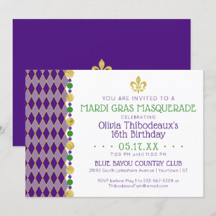 Mardi Gras Masquerade Party Invitation