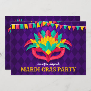 Mardi Gras Masquerade Party Invitation