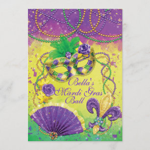 Mardi Gras Masquerade Party Invitations
