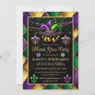 Mardi Gras Masquerade Quinceanera Invitation