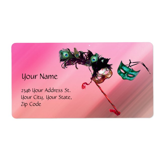 MARDI GRAS MASQUERADE rose fuchsia bleu soie noire (Devant)