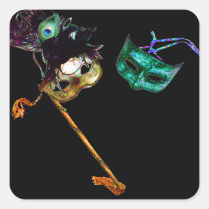 MARDI GRAS MASQUERADE SQUARE STICKER