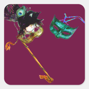 MARDI GRAS MASQUERADE SQUARE STICKER