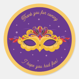 Mardi Gras Masquerade Theme Classic Round Sticker