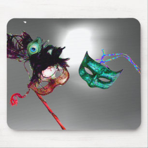 MARDI GRAS MASQUERADE white,grey Mouse Pad