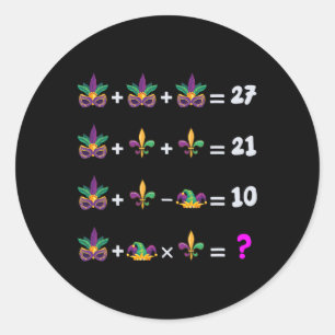 Mardi Gras Math Equation For Teacher Students Mard Classic Round Sticker
