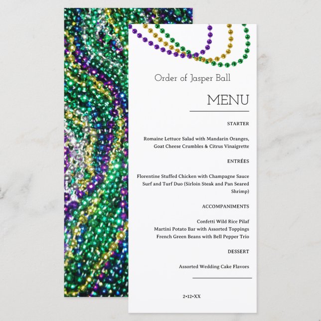 Mardi Gras Menu (Front/Back)