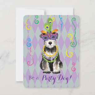 Mardi Gras Mini Schnauzer Invitation
