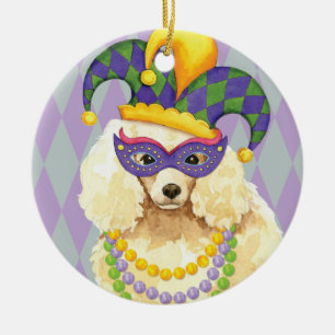 Mardi Gras Miniature Poodle Ceramic Ornament