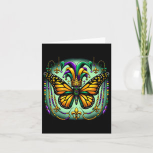 Mardi Gras Monarch Butterfly Jester Card