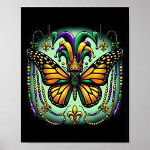 Mardi Gras Monarch Butterfly Jester Poster