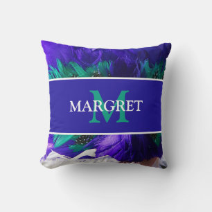 Mardi Gras monogram initial on purple fat Tuesday Throw Pillow