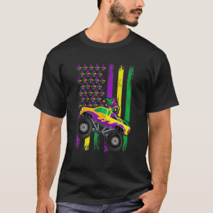 Mardi Gras Monster Truck Beads Flag  Kids Boys 1 T-Shirt