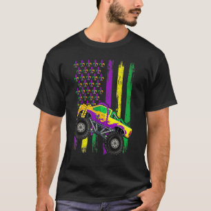 Mardi Gras Monster Truck Beads Flag  Kids Boys 2 T-Shirt