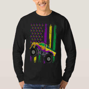 Mardi Gras Monster Truck Beads Flag , Kids Boys T-Shirt
