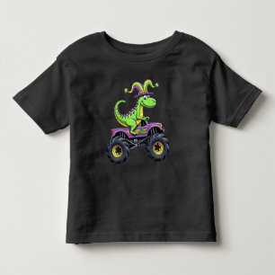 Mardi Gras Monster Truck Dinosaur t rex Toddler T-shirt