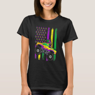 Mardi Gras Monster Truck Jester Beads Flag Shirt,  T-Shirt
