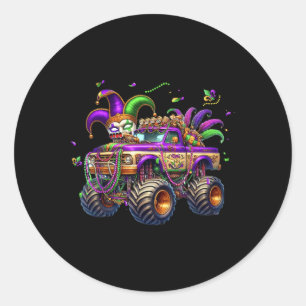 Mardi Gras Monster Truck Kids Toddlers New Orleans Classic Round Sticker