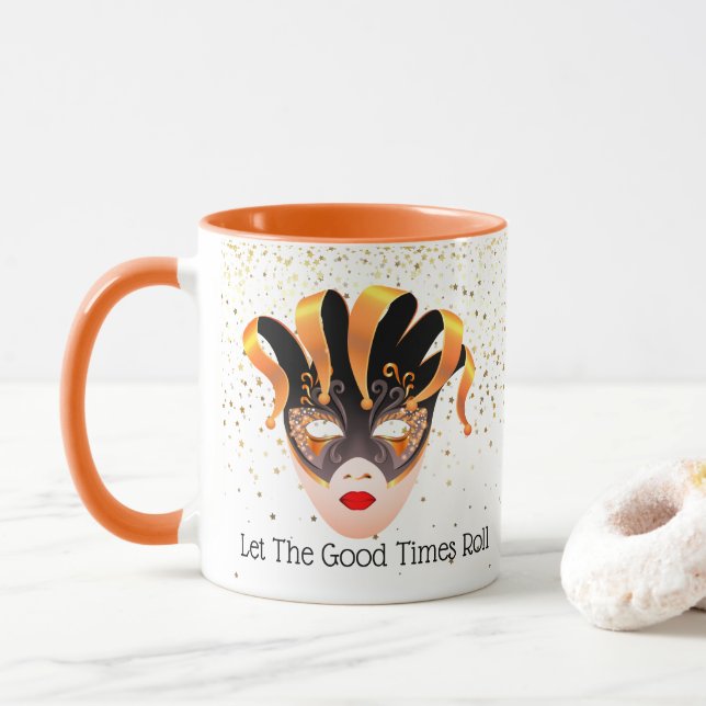Mardi Gras Mug-Let The Good Times Roll Mug (With Donut)