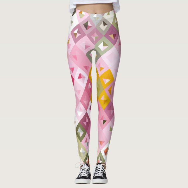Mardi Gras, multicoloured patterned activewear Leggings (Front)