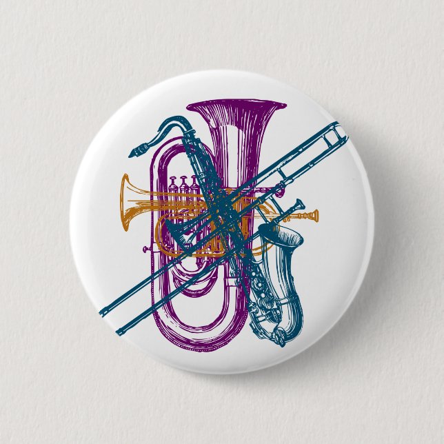 Mardi Gras Music 2 Inch Round Button (Front)