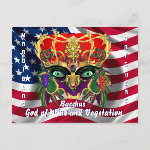 Mardi Gras Mythology Bacchus View Hints Please Invitation Postcard