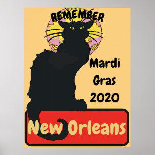 Mardi Gras, New Orleans, Chat Noir, Poster