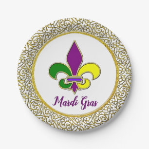 Mardi Gras New Orleans Fleur-de-lis Paper Plate