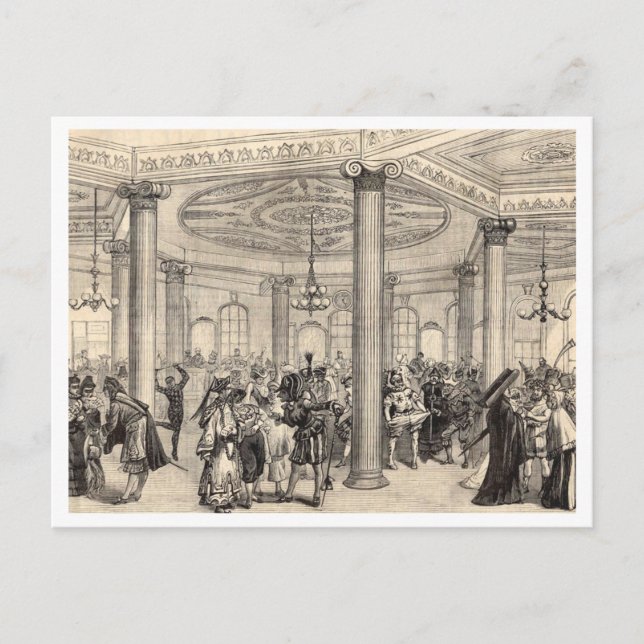 Mardi Gras New Orleans historic 1878 drawing Postcard (Front)