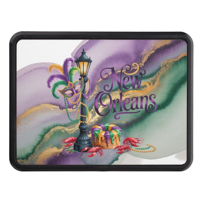 Mardi Gras New Orleans illustration Trailer Hitch Cover (Front)