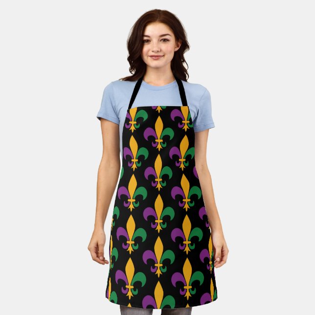 Mardi Gras New Orleans Louisiana Fleur de Lis Apron (Worn)