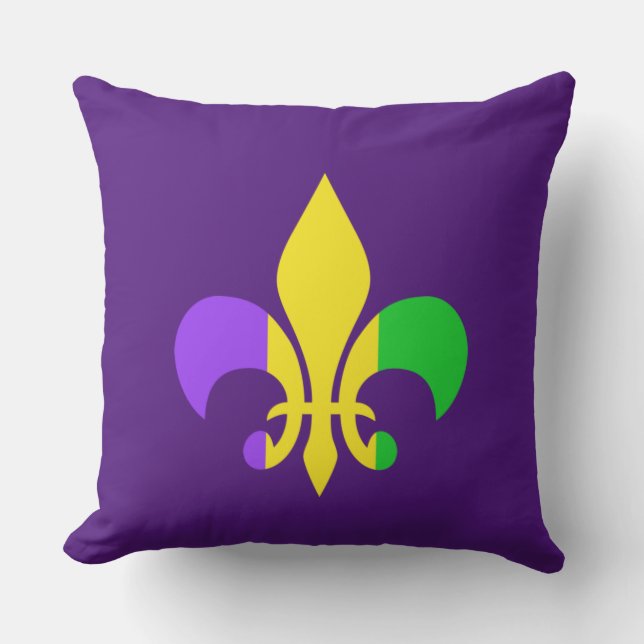 Mardi Gras New Orleans Louisiana Fleur-de-Lis Throw Pillow (Front)
