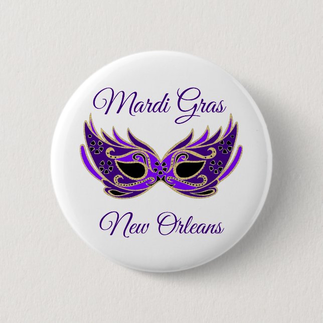 Mardi Gras New Orleans Mask 2 Inch Round Button (Front)