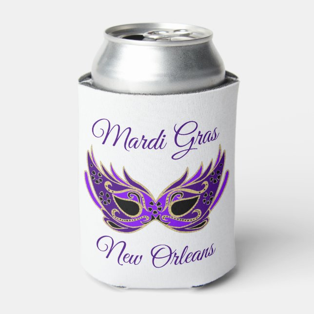 Mardi Gras New Orleans Mask Can Cooler (Can Front)