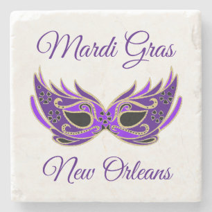 Mardi Gras New Orleans Mask Stone Coaster