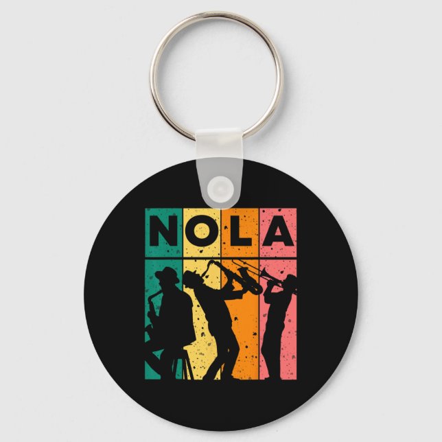 Mardi Gras Nola New Orleans Carnival 2025 Jazz Ret Keychain (Front)