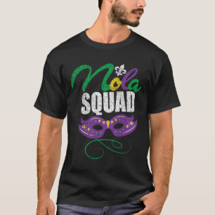 Mardi Gras Nola Squad Distressed New Orleans Beads T-Shirt