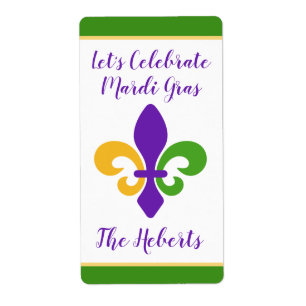 Mardi Gras NOM Vert Or Violet Fleur de Lis