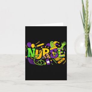 Mardi Gras Nurse Carnival Beads Medical Healthcare Card