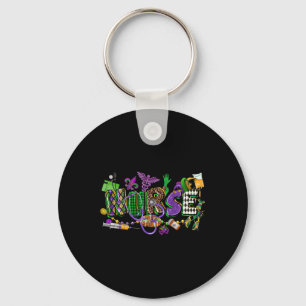 Mardi Gras Nurse Carnival Parade Icu Rn Nursing Sc Keychain