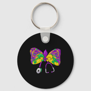Mardi Gras Nurse Nursing Carnival Parade Coquette  Keychain