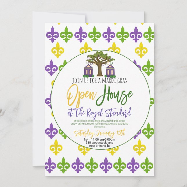 Mardi Gras Open House Invitation (Devant)