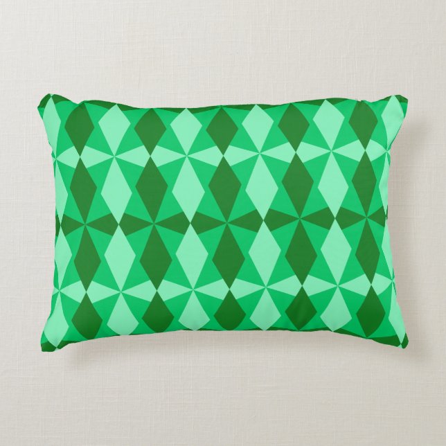 MARDI GRAS ORANGE & GREEN DIAMOND PATTERNS ACCENT PILLOW (Front)