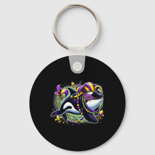 Mardi Gras Orca Whale Keychain