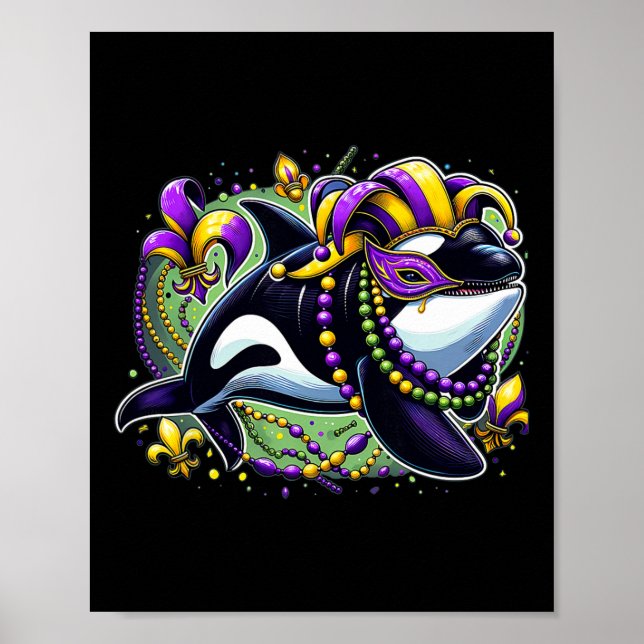 Mardi Gras Orca Whale  Poster (Front)